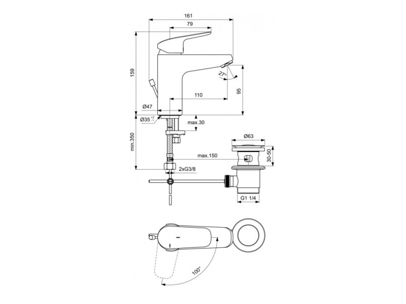 Купить Смеситель Ideal Standard Ceraflex Grande для раковины, хром, B1715AA