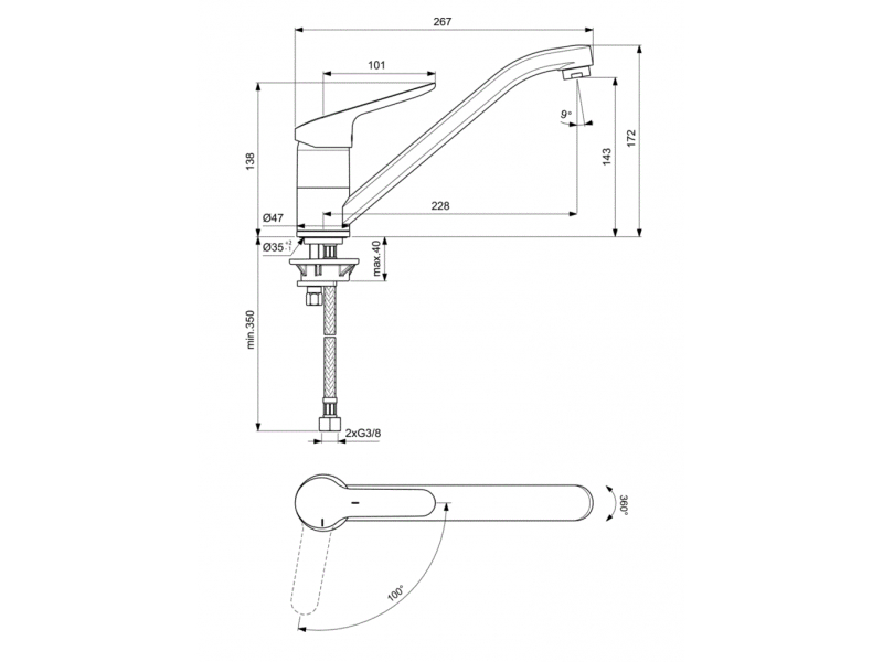 Купить Смеситель Ideal Standard Ceraflex для кухонной мойки, хром, BC129AA