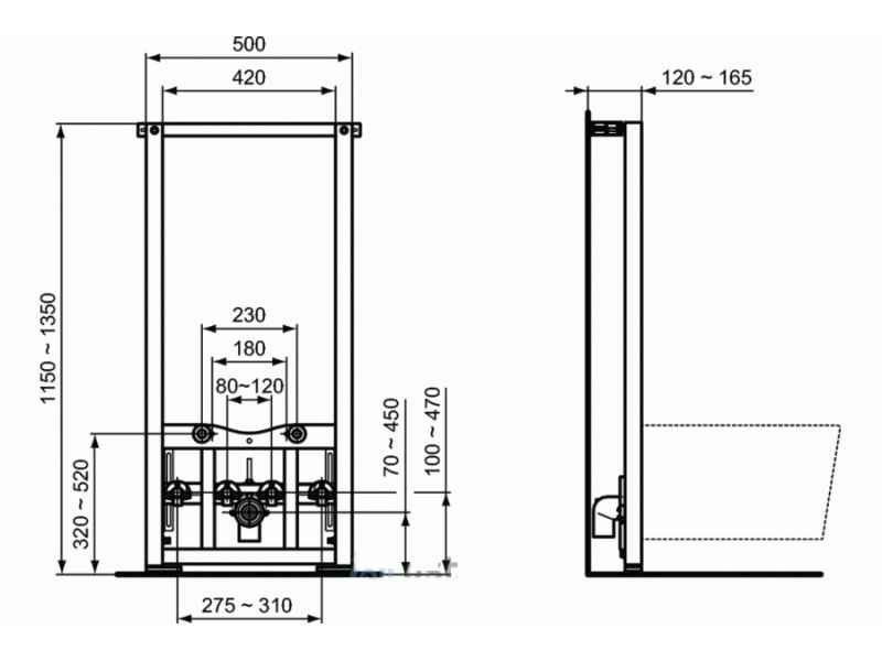 Купить Инсталляция Ideal Standard Prosys с биде Tesi, D386801, комплект