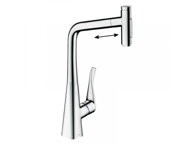 Смеситель для кухни Hansgrohe Metris Select M71, с выдвижным двухрежимным изливом 320, хром, 73820000