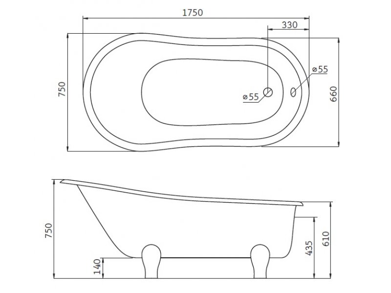 Купить Ванна акриловая BelBagno, BB02BAFS-CRM - Хром