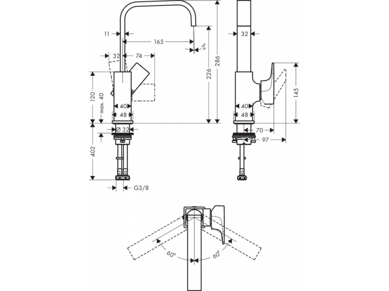 Купить Смеситель Hansgrohe Metropol 32511140 для раковины, шлифованная бронза