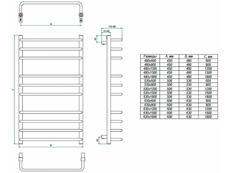 Купить Полотенцесушитель электрический Grota EcoForte 48 x 60 см, ширина 48 см, высота 60 см, крашеный белый