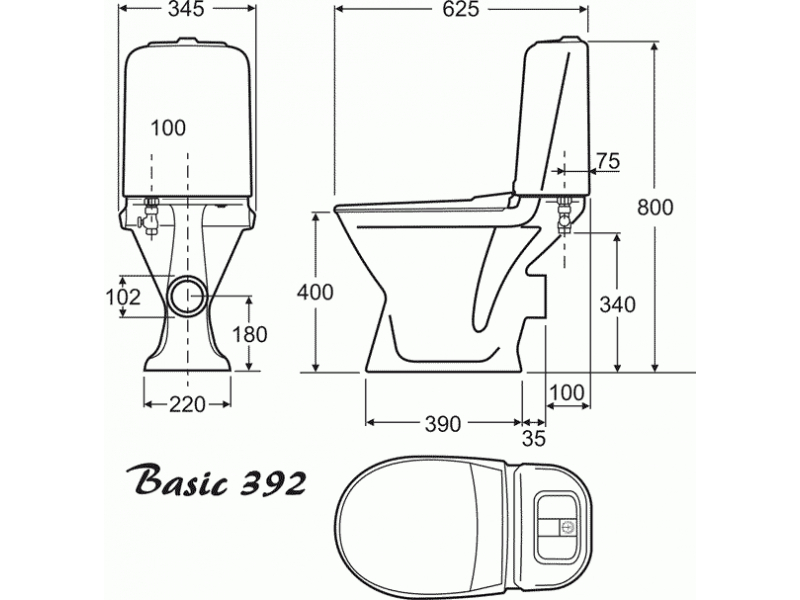 Купить Напольный унитаз Gustavsberg Basic 392 GB1039226105+1 крышка стандарт