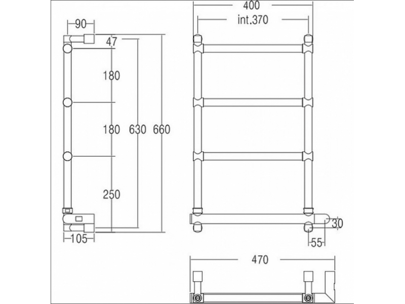 Купить Полотенцесушитель электрический Margaroli Sole 542 BOX 5423704GONB, высота 66 см, ширина 47 см, золото