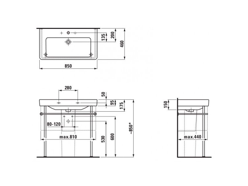 Купить Раковина накладная Laufen Pro S 8.1396.5.000.104.1, 85*46см