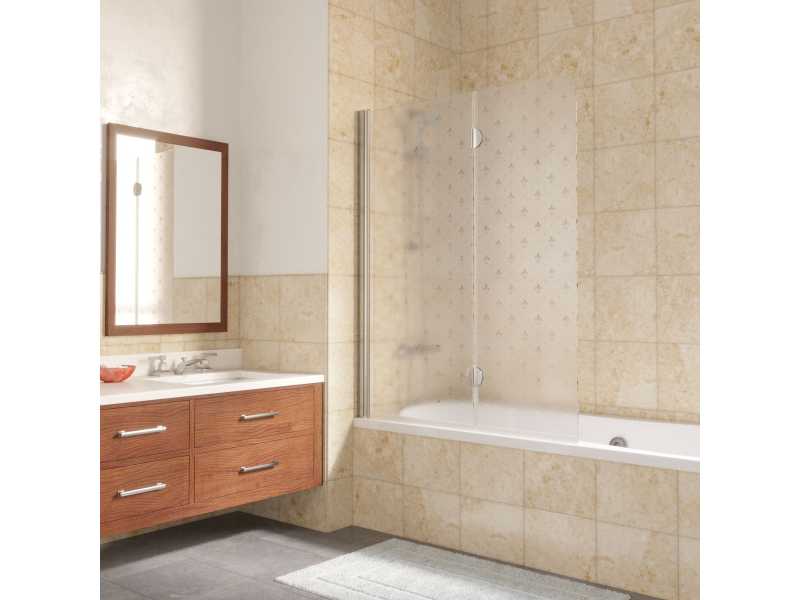 Купить Шторка на ванну Vegas Glass E2V Lux 0120 08 R05, профиль - глянцевый хром, стекло – флер-де-лис, 120*150,5 см