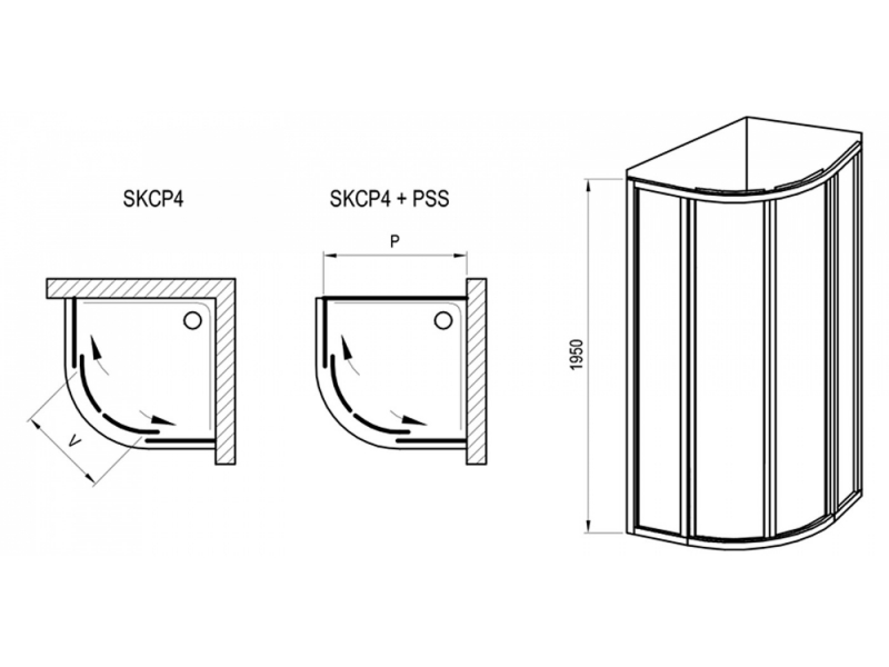 Купить Душевой уголок Ravak Supernova SKKP4-90, профиль черный, витраж перл полистирол, 3117O30211