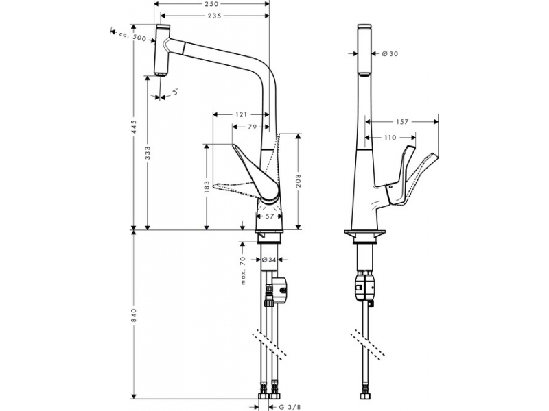 Купить Смеситель Hansgrohe Metris Select 14884800 для кухни, сталь