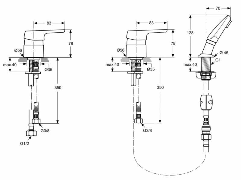 Купить Смеситель Ideal Standard Cerasprint 2012 для парикмахерской мойки, хром, A5727AA