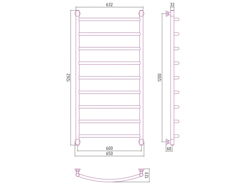 Купить Полотенцесушитель водяной Сунержа Галант+ 120 x 60 см, 00-0200-1260, хром