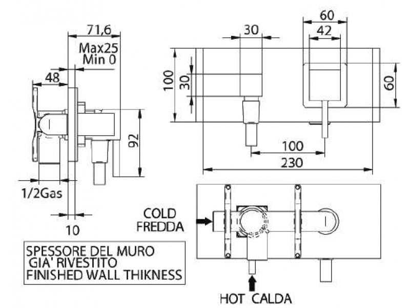 Купить Смеситель Bandini Ice Cube 754520PN02 для душа, никель/ручка металл