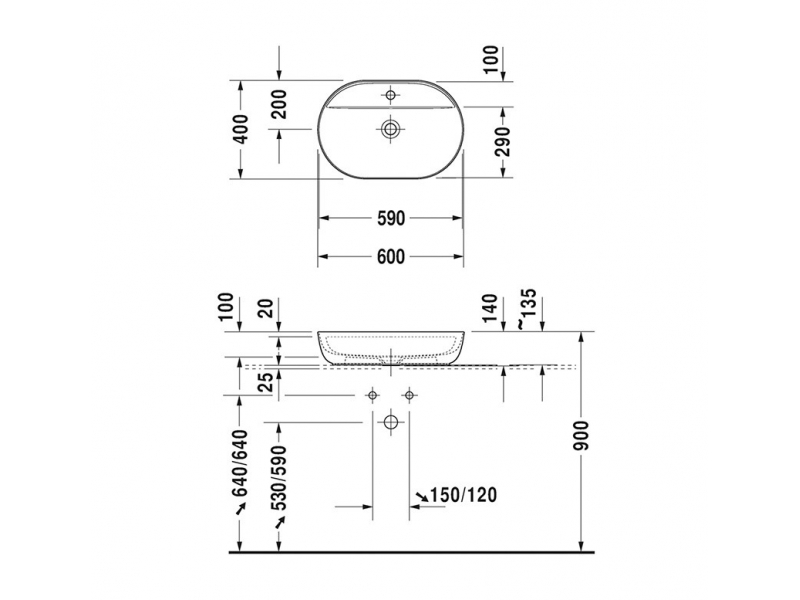 Купить Раковина Накладная Duravit Luv 0380600000, 60 х 40 х 14 см, белая