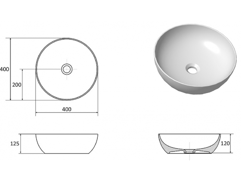 Купить Раковина Ravak Uni 400 B Slim, 40 см, цвет белый, XJX01140003