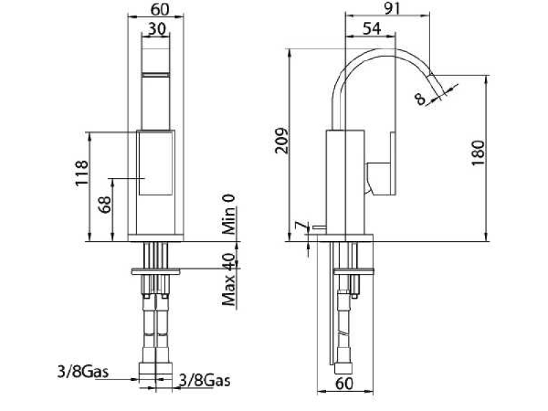 Купить Смеситель Bandini Ice Cube 2 752220SN04LW для биде, матовый никель/ручка венге