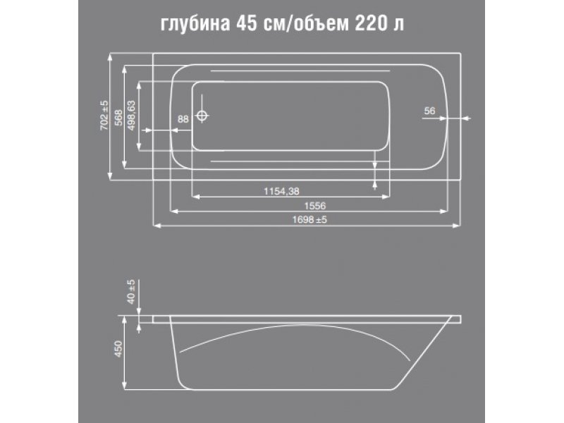 Купить Ванна акриловая Jika Clavis 2.3649.0.000.000.1 170*70 см