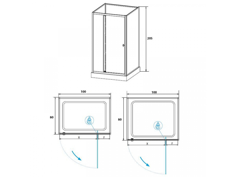 Купить Душевая кабина RGW OLB-207, 100 x 80 см, профиль - хром (13130780-91)