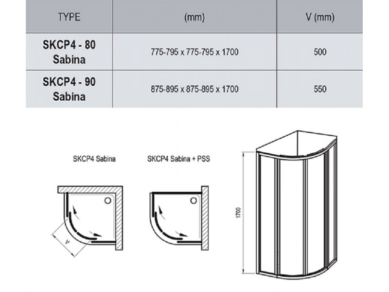 Купить Душевой уголок Ravak Supernova SKCP4-80 Sabina, профиль белый, витраж грейп, 31144V100ZG