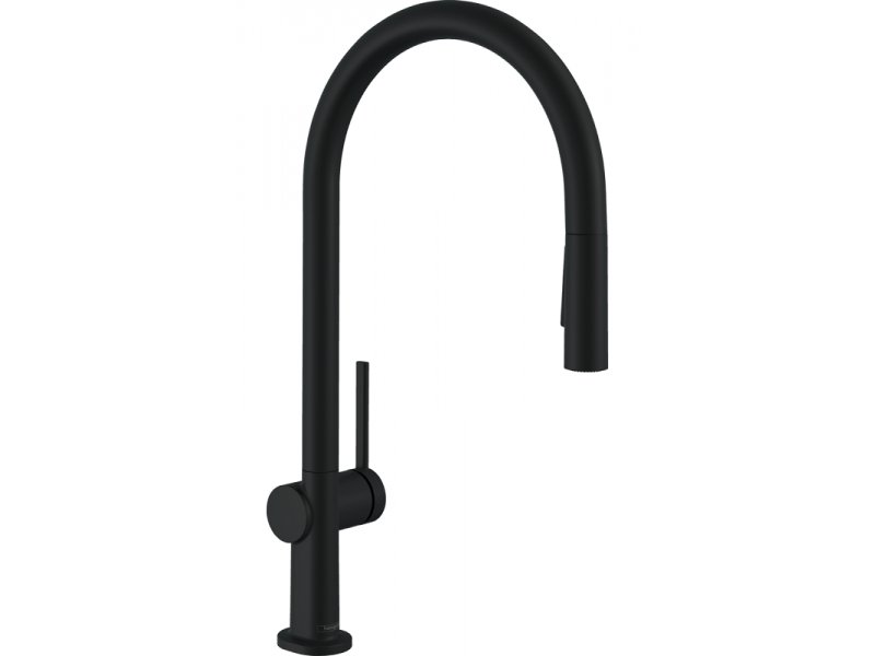 Купить Кухонный смеситель Hansgrohe Talis M54, 72801670, с вытяжным изливом, 2 режима струи, sBox, чёрный матовый