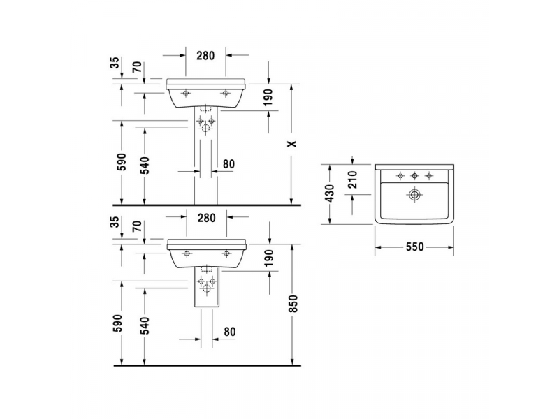 Купить Раковина Duravit Starck 3 0300550000 55*43 см