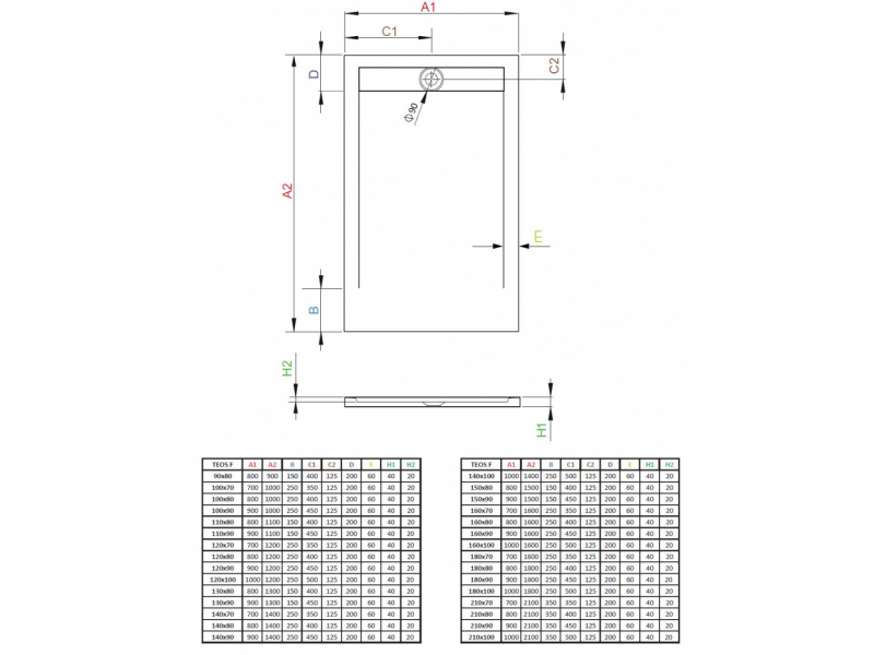 Купить Поддон для душа Radaway Teos F, 100 x 80 см, прямоугольный, HTF10080-54