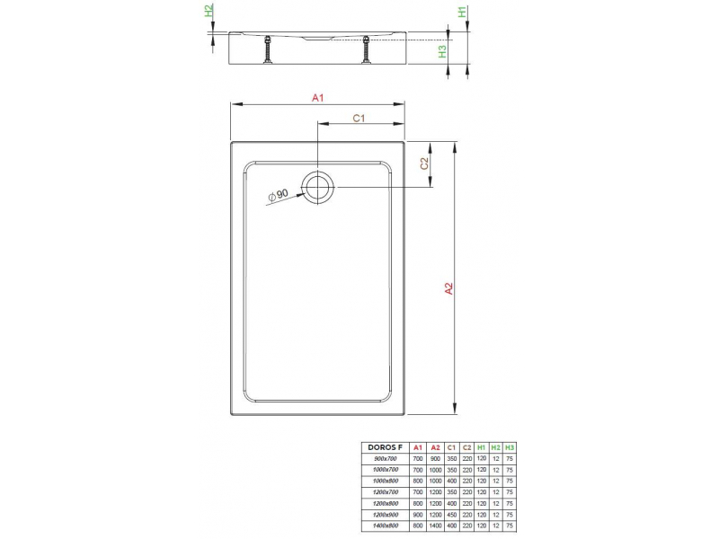 Купить Поддон для душа Radaway Doros F, 140 x 80 см, прямоугольный, SDRFP1480-05