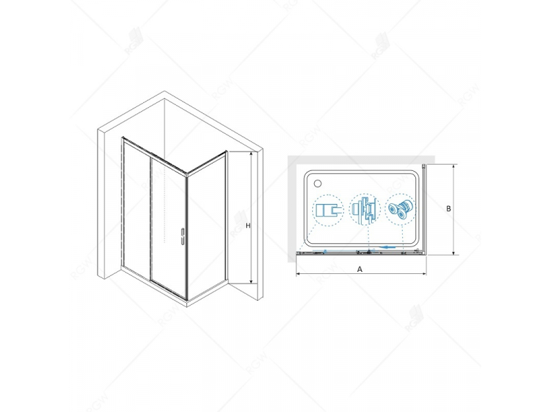 Купить Душевой уголок RGW LE-41, 34124105-11, 150 х 100 x 195 см, стекло прозрачное, профиль хром