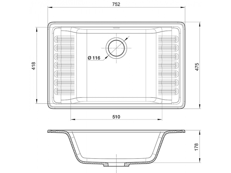 Купить Кухонная мойка GranFest Quarz Z 71, 75.2 x 47.5 см, белый