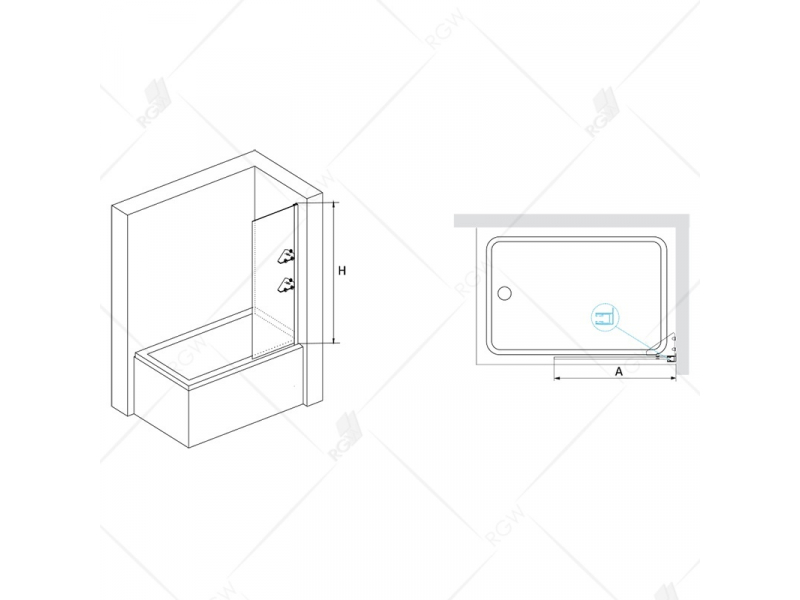 Купить Душевая шторка на ванну RGW SC-53, 80 х 150 см, профиль хром, стекло прозрачное, с пристенными боковыми полочками, 03115308-11