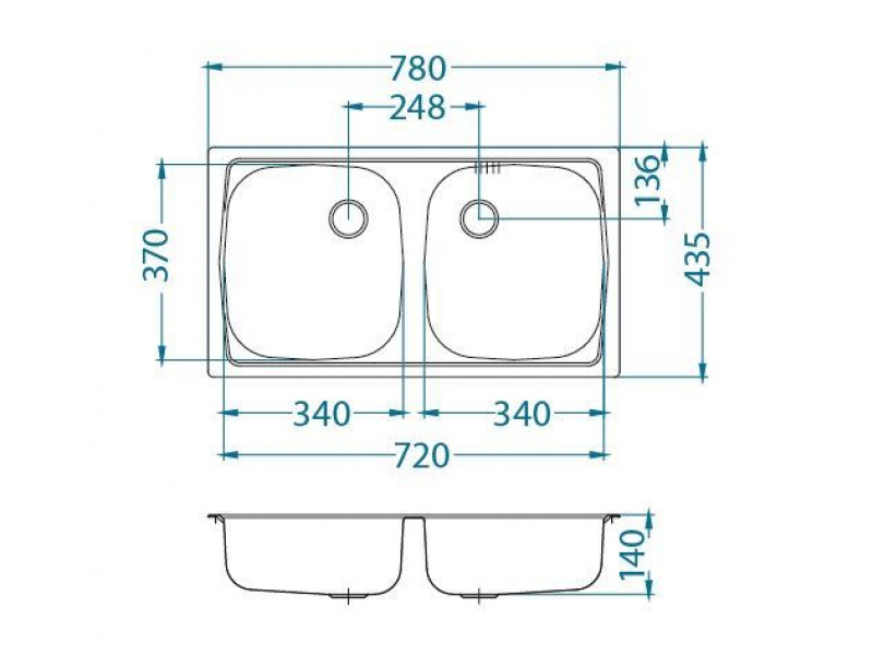 Купить Мойка кухонная Alveus BASIC 160 LEI-60 780 x 435 1039145