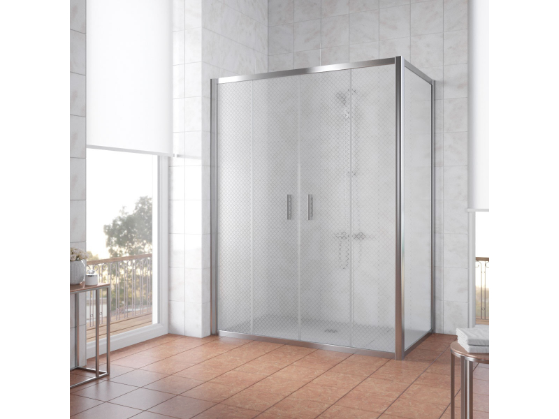 Купить Душевой уголок Vegas Glass Z2P+ZPV, 170 x 90 x 190 см, профиль глянцевый хром, стекло ретро