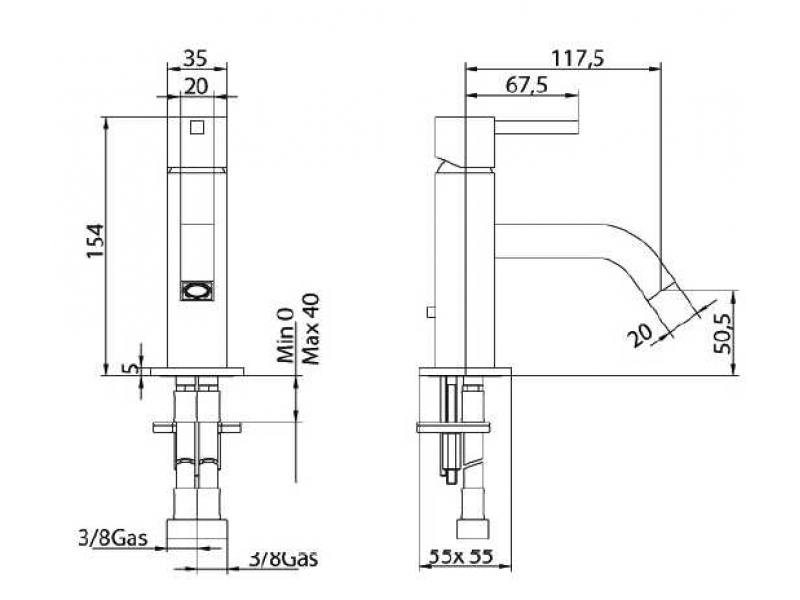 Купить Смеситель Bandini Ice Cube 750120SN01LW для раковины, никель/ручка венге