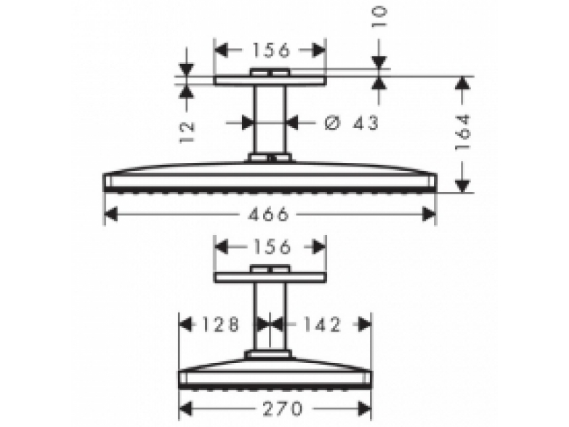 Купить Верхний душ Hansgrohe Rainmaker Select 24012400, 460 x 270 мм, 1 режим струи, с держателем, белый/хром