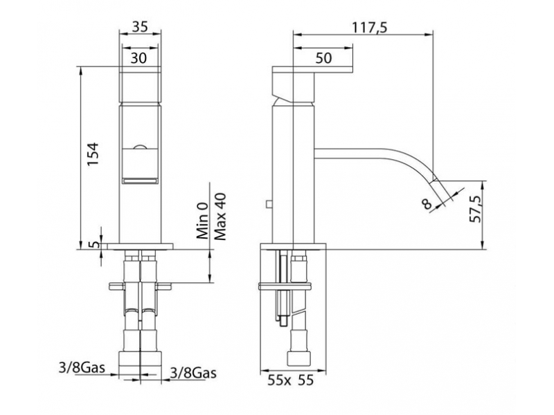 Купить Смеситель Bandini Ice Cube 2 750920SN04LT для раковины, матовый никель/ручка тик