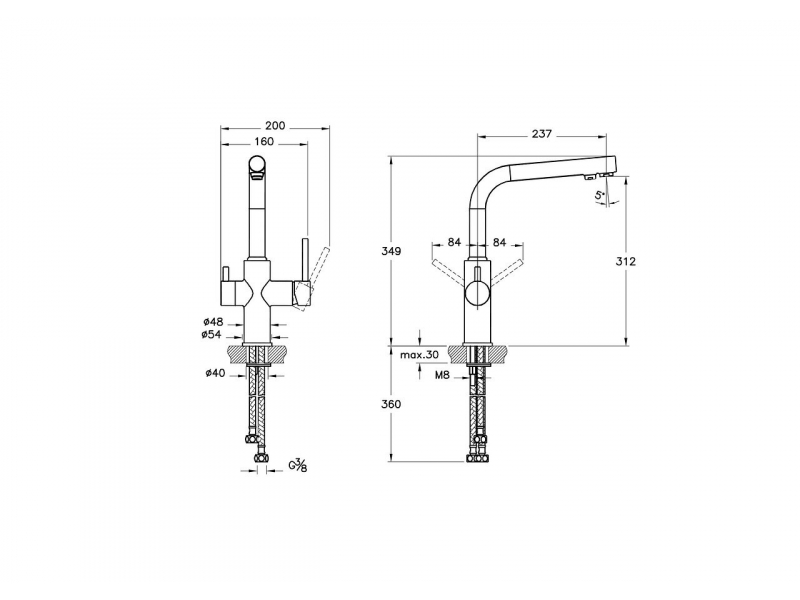 Купить Смеситель для кухни Vitra Kitchen Sink Mixers A42144EXP, биканальный, хром