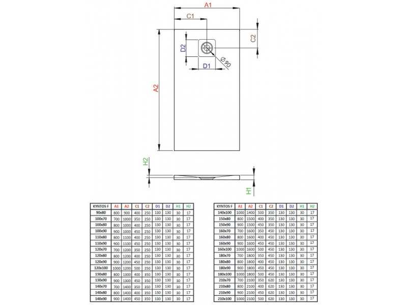 Купить Поддон для душа Radaway Kyntos F, 100 x 80 см, прямоугольный, HKF10080-64