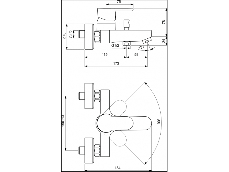 Купить Смеситель Ideal Standard Vito B0412AA для ванны