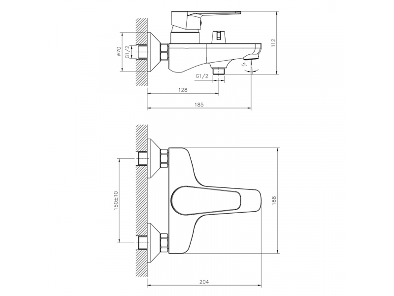 Купить Смеситель Decoroom DR72036, для ванны и душа, хром