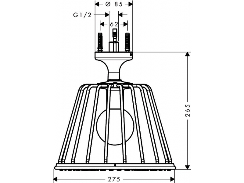 Купить Верхний душ Axor LampShower/Nendo 26032000, 27,5x27,5 см, 1 режим струи, с держателем