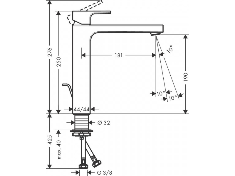 Купить Смеситель Hansgrohe Vernis Shape для раковины, черный матовый, 71562670