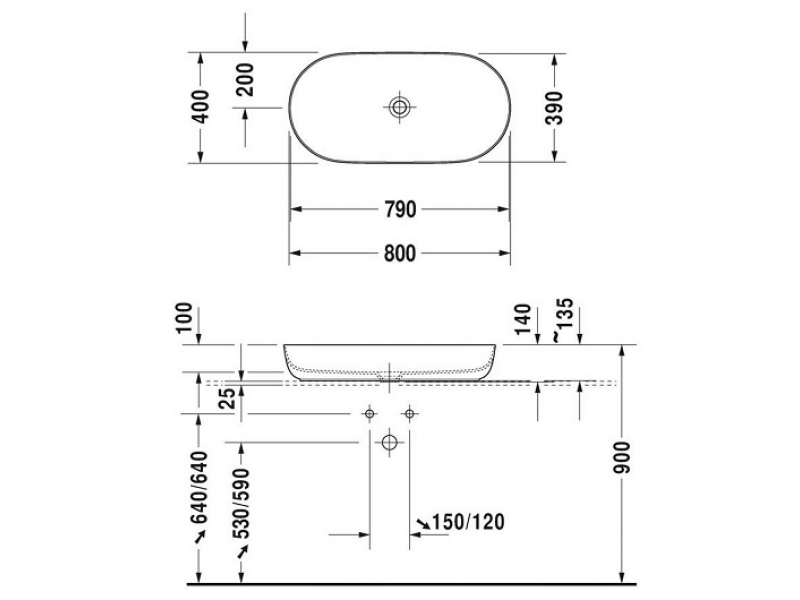 Купить Раковина накладная Duravit Luv 0379800000, 80 х 40 см, белая