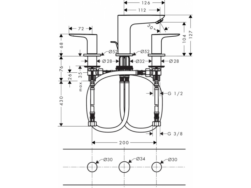 Купить Смеситель Hansgrohe Talis E 71733140 для раковины, шлифованная бронза