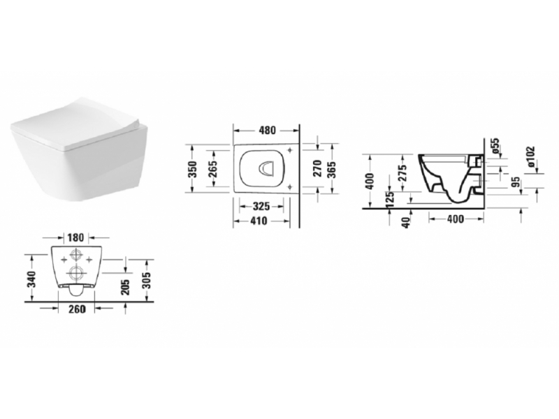 Купить Подвесной унитаз Duravit Viu 25730900001 37 x 48 см безободковый, с покрытием WG, белый