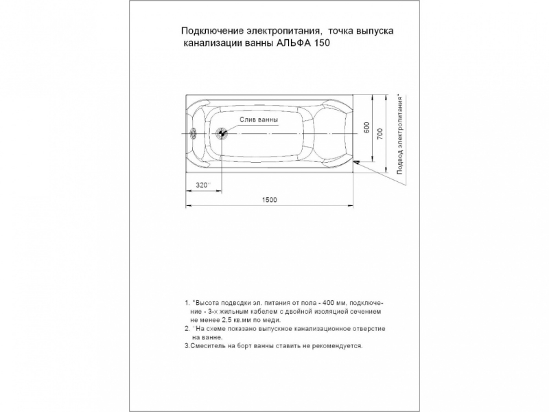 Купить Акриловая ванна Aquatek Альфа 150х70