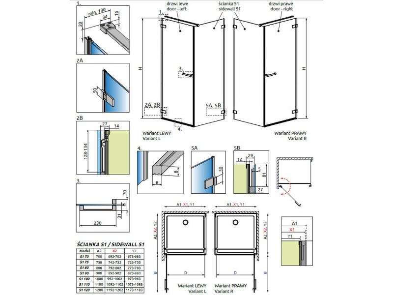 Купить Душевой уголок Radaway Arta KDJ I 90 x 80, левая дверь, стекло прозрачное