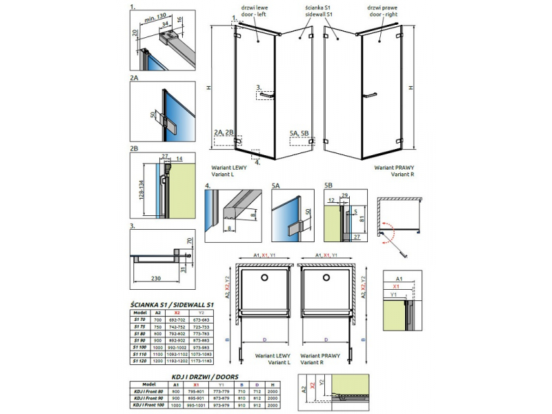 Купить Душевой уголок Radaway Arta KDJ I 80 x 100, левая дверь, стекло прозрачное