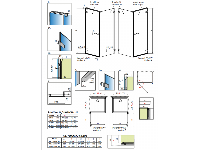 Купить Душевой уголок Radaway Arta KDJ I 100 x 80, правая дверь, стекло прозрачное