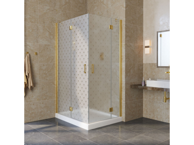 Душевой уголок Vegas Glass AFA-F Lux, 110 x 90 x 199.5 см, профиль золото, стекло флёр-де-лис