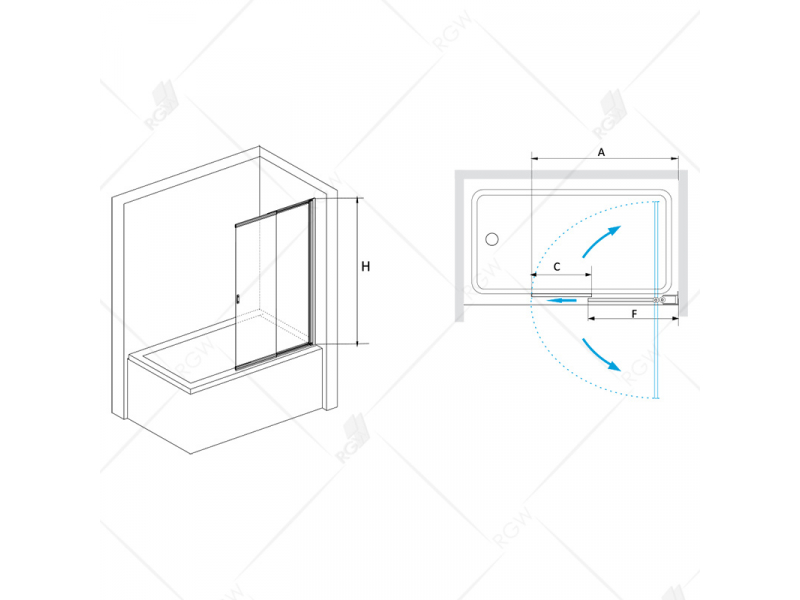 Купить Душевая шторка на ванну RGW SC-40, 03114010-11, 100 х 150 см, профиль - хром