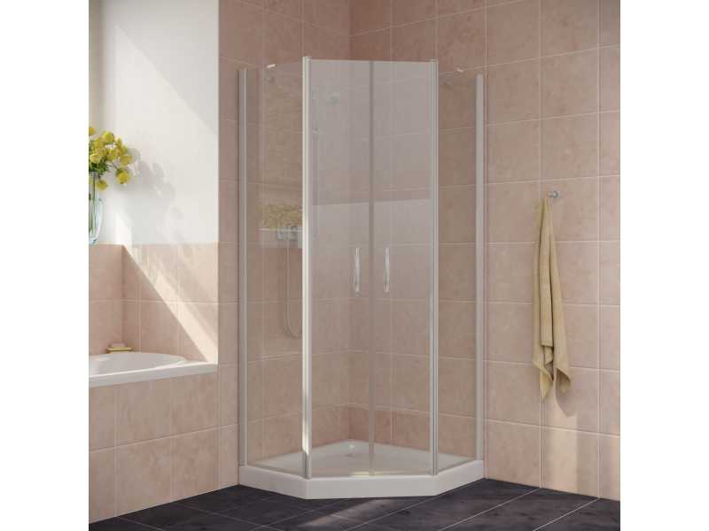 Купить Душевой уголок Vegas Glass EFA-Pen Lux, 100 x 100 x 199.5 см, профиль белый, стекло прозрачное
